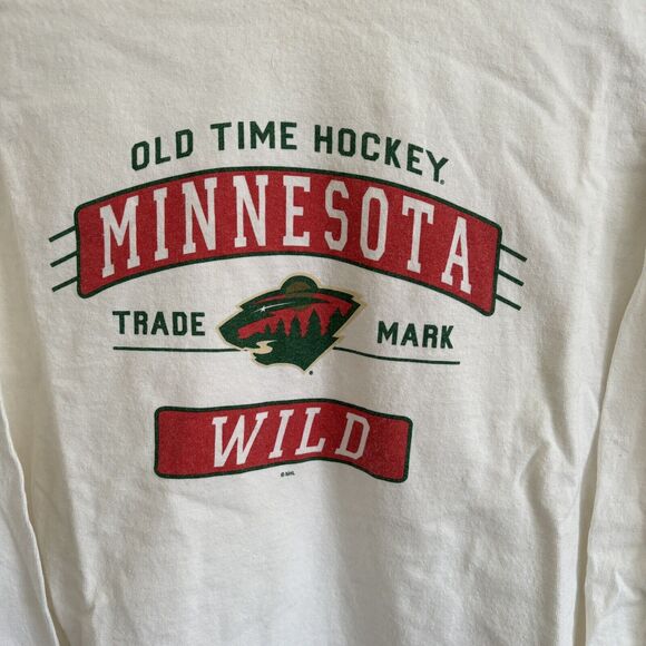 NHL Minnesota Wild Hockey Shirt Long Sleeve White Old Time Hockey Size XL - Picture 2 of 8